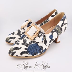 Trianon - Blue printed Indian - 18th Century shoes