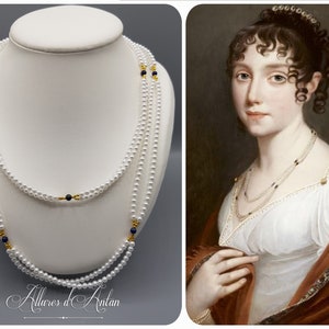 Empire necklace, Pearls and Lapis
