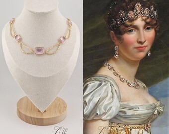 Halsband med kedja och strass - Rosa
