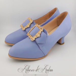 Trianon - Blue - 18th Century Shoes - 18th Century shoes