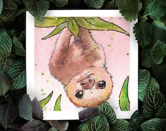 Sloth Art Print, Wall Art, Nursery Decor, Home Decor, Home Furnishings, Animal Art, Gift Ideas, Animal Lover, Baby Animals, Animal Poster