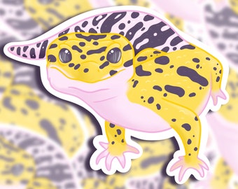 Leopard Gecko Vinyl Sticker | Cute Stickers, Reptiles, Laptop Decals, Scrapbooking, Cool Stickers, Small Gifts, Animal Artwork, iPad Sticker