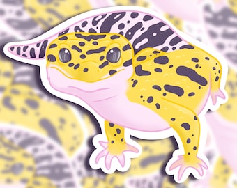 Leopard Gecko Vinyl Sticker | Autocollants mignons, reptiles, autocollants pour ordinateurs portables, scrapbooking, autocollants cool, petits cadeaux, œuvres d’art animalières, autocollants iPad