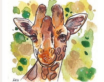 Giraffe Art Print | Wall Art, Nursery Decor, Home Decor, Home Furnishings, Gift Ideas, Baby Giraffe, Animal Artwork, Giraffe Gifts