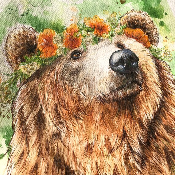 Bear with flower crown deals