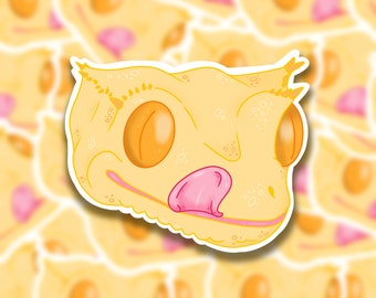 Crested Gecko Vinyl Sticker | Cute Stickers, Reptiles, Laptop Decals, Scrapbooking, Cool Stickers, Small Gifts, Animal Artwork, iPad Sticker