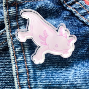 Axolotl Pin Badge | Acrylic Pin, Animal Artwork, Cute Pins, Button, Lapel Pin, Animal Brooch, Pin Collection, Cute Axolotl
