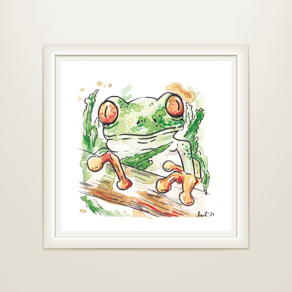 Tree Frog Art Print Treefrog, Frog Art, Frog Gifts, Frog
