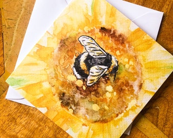 Bumblebee Greetings Card | Blank Cards, Watercolour, Birthday Card, Animal Artwork, Watercolour, Greetings Card, Gift, Bees, Get Well,