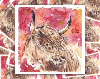 Highland Cow Sticker | COOPID | Cow Sticker, Vinyl Sticker, Highland Cow, Stationary, Back to School, Decals, Laptop Stickers, Scottish Art