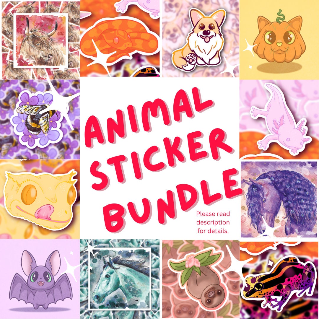 Animal Sticker Pack | Sticker Bundle, Sticker Collection, Cute Stickers ...