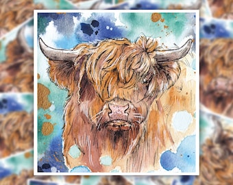 Highland Cow Sticker | WINDSWEPT COO | Cow Sticker, Vinyl Sticker, Stationary, Back to School, Decals, Laptop Stickers, Scottish Art