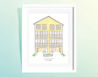 Custom Home/Building Watercolor Illustration