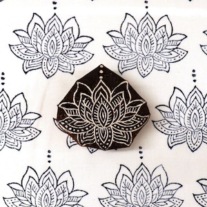 Bloc d’impression en bois indien - Fleur de lotus