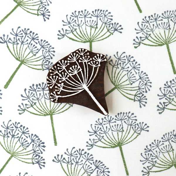 Indian Wooden Printing Block – Elegant Cow Parsley