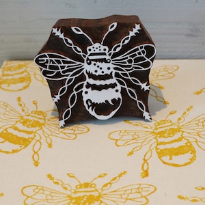 Bloc d’impression en bois indien – Grande abeille