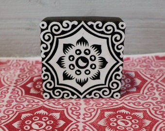 Indian Wooden Printing Block - Flower Tile Medium