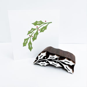 Christmas Holly Branch Indian Printing Block