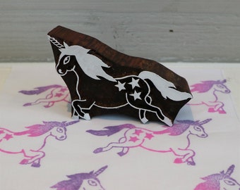 Indian Wooden Printing Block- Unicorn