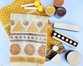 Block Printing Organic Scarf Kit - Rustic