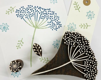 Indian Wooden Block Set – Botanical Cow Parsley