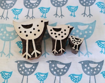Indian Block Printing Set- 3 Standing Birds
