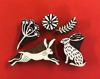 Indian Block Printing Set- Hares and Seed Heads