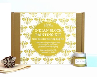 Indian Block Printing Kit - Gold Bee