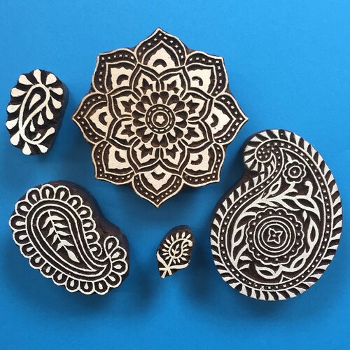 Indian Wooden Block Printing Set Paisleys Etsy UK