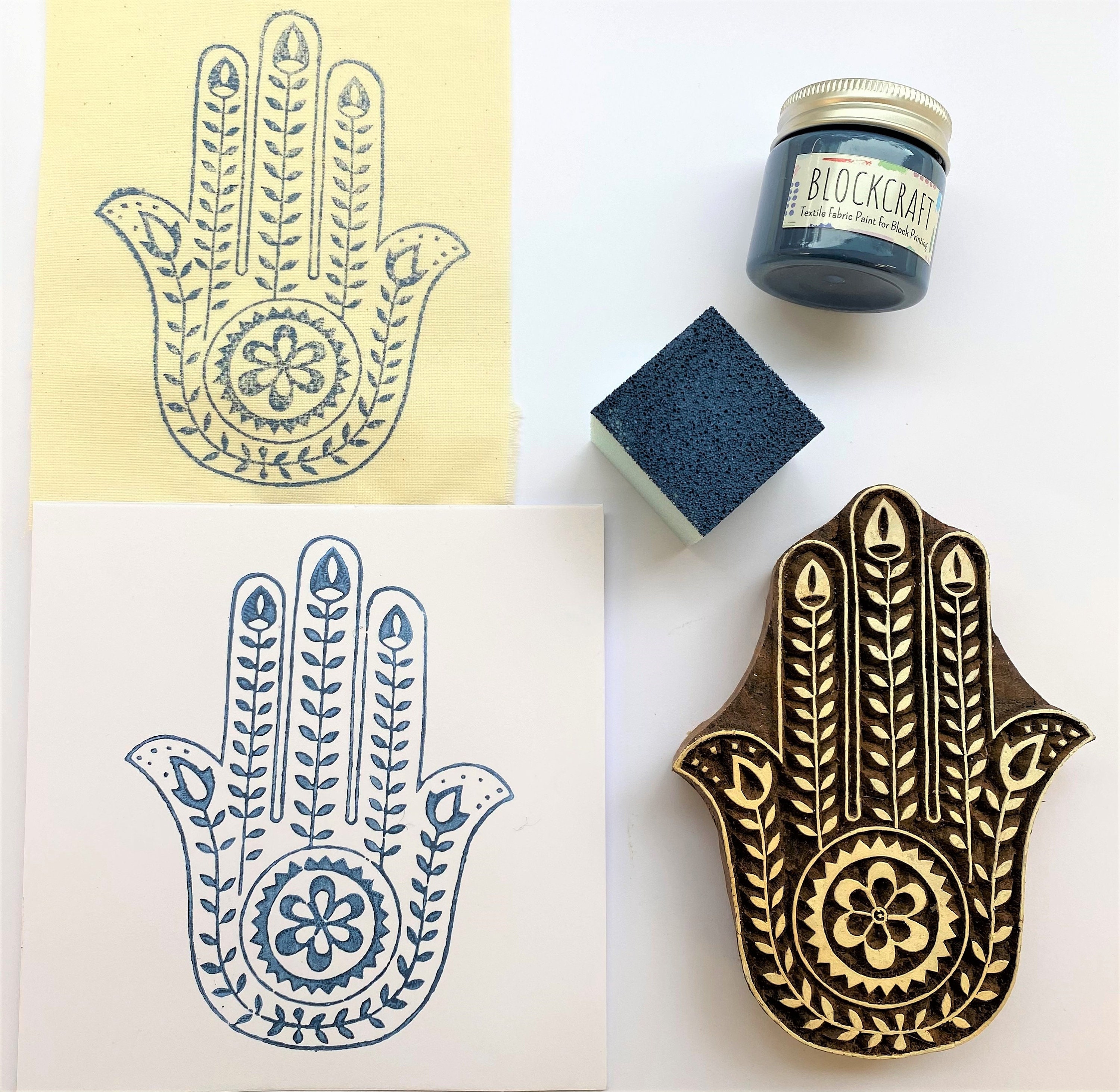 Royal Kraft Timbro In Legno Indiano Hamsa Grande - 20x14 Cm Per Stampa Su Tessuto E Carta