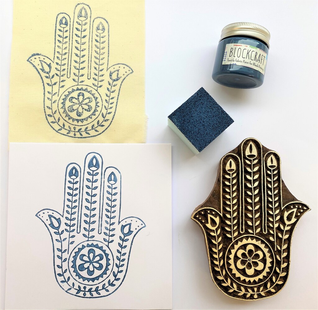 Royal Kraft Timbro In Legno Indiano Hamsa Grande - 20x14 Cm Per Stampa Su Tessuto E Carta