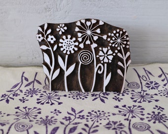 Indian Wooden Printing Block Flower Garden Tile