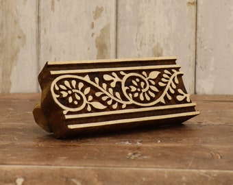 Decorative Border - Handled Indian Wooden Printing Block
