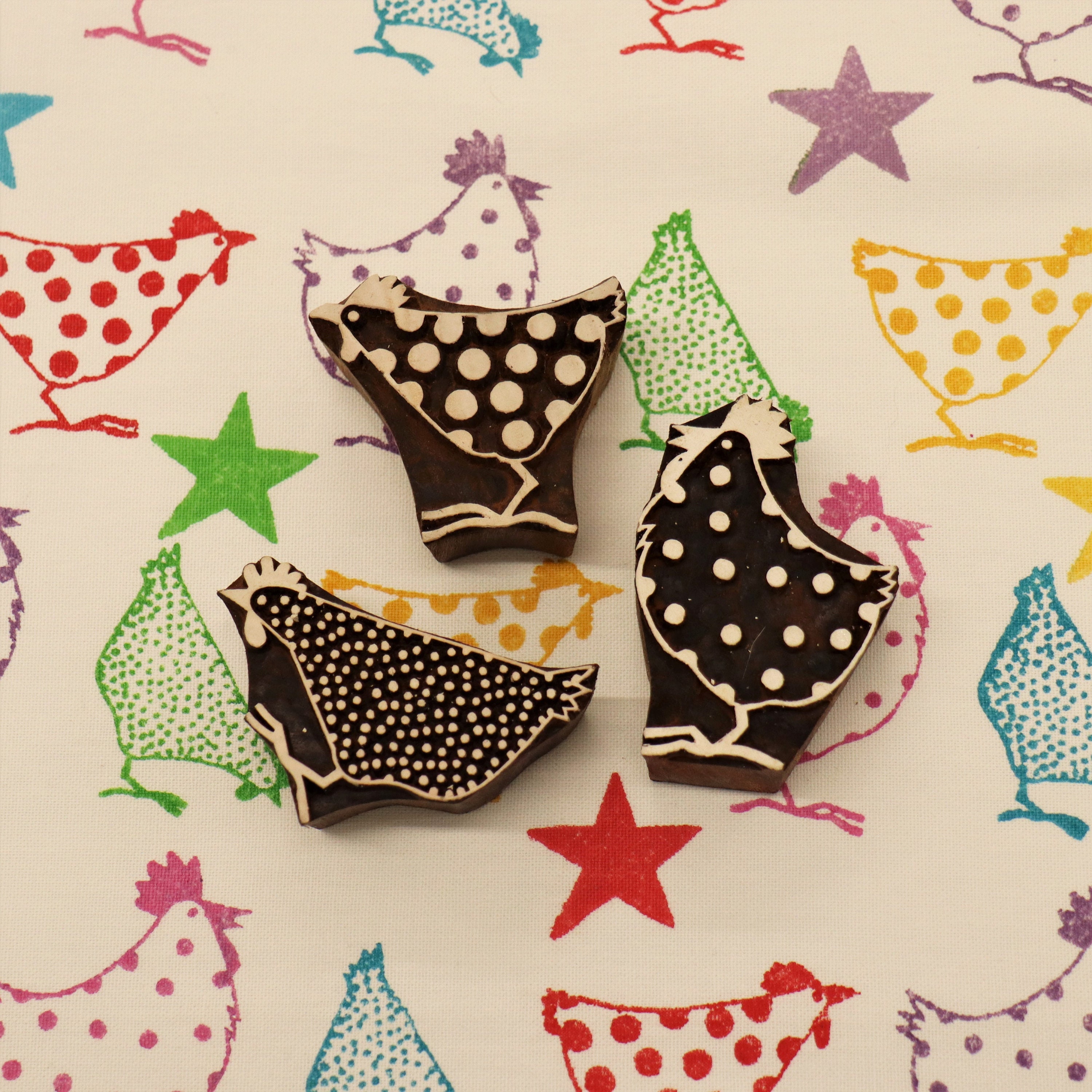 Indian Block Printing Set- 3 Chickens