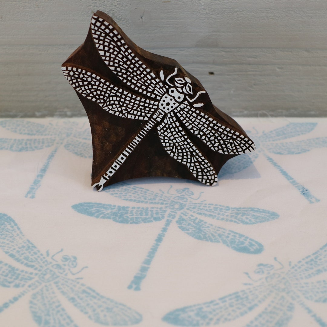 Indian Wooden Printing Block- Dragonfly - Etsy