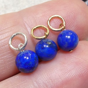 Lapis Lazuli Pendant Charm, Add on for Necklace, Hoops, earrings, Bracelet, Genuine lapis Lazuli Gemstone Charm, Birthstone Jewelry, Gift image 1