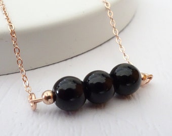 Black Tourmaline Crystal Necklace, October Birthstone