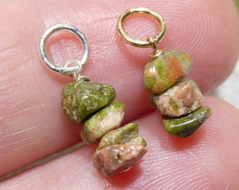 Unakite Pendant, Gemstone Charm for Necklace, Earrings, Hoops, Add on Tiny Pendant Charm, Natural stone Jewelry,, Gift for Her