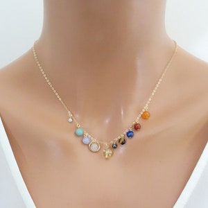 Solar System Necklace, Natural Gemstones