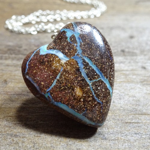 Natural Australian Opal Heart Necklace Pendant, Sterling Silver shops Chain, Natural Opal Jewelry,