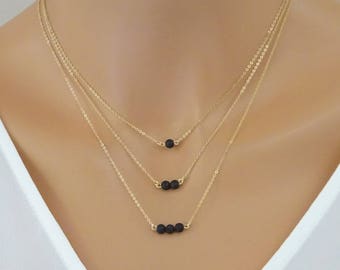 Lava Diffuser Necklace, Dainty Lava stone Necklace, Essential Oil jewelry, Aromatherapy necklace, 1, 2, 3, 4, 5, Bead lava stone necklace