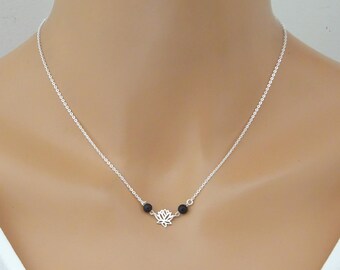 Lava necklace or bracelet,, Minimalist necklace, Lotus necklace, Essential Oil Diffuser Necklace