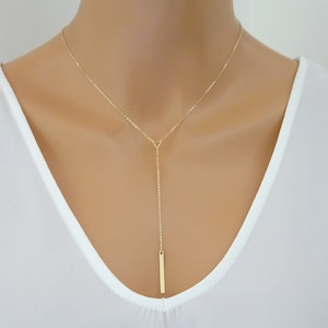 Lariat Necklace, Bar Drop and Tiny Triangle, Birthday gift for Her, Women Gift, Bridesmaids Gift