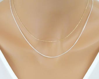Plain Chain Necklace, Fine Sterling silver chain, Replacement chain, gold chain necklace, thin gold chain, layered necklace