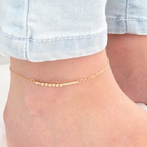 Morse Code Anklet, Personalized Body Jewelry for Her