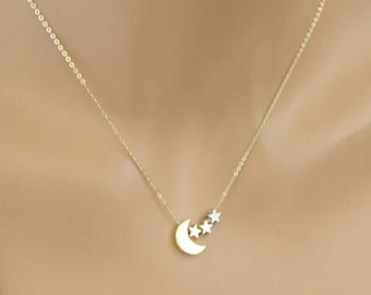 Moon and Star Necklace