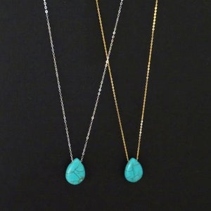 Turquoise Teardrop Necklace, Gift Bridesmaid, Wife, Friend