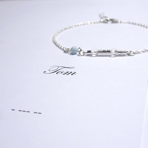 Morse Code Bracelet, Personalized Birthstone Birthday Gift for Mom, Mothers Day Gifts image 3