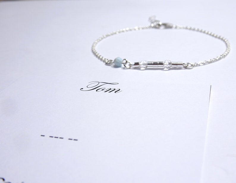 Morse Code Bracelet, Personalized Birthstone Birthday Gift for Mom, Mothers Day Gifts image 3