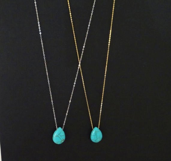 gold plated Turquoise chips necklace handmade in California birth stone ocean inspired delicate jewelry gold plated Turquoise chips necklace handmade in California birth stone ocean inspired delicate jewelry